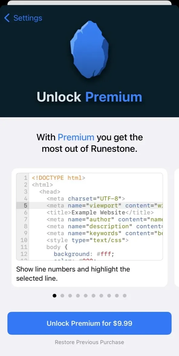 The paywall screen of the true app