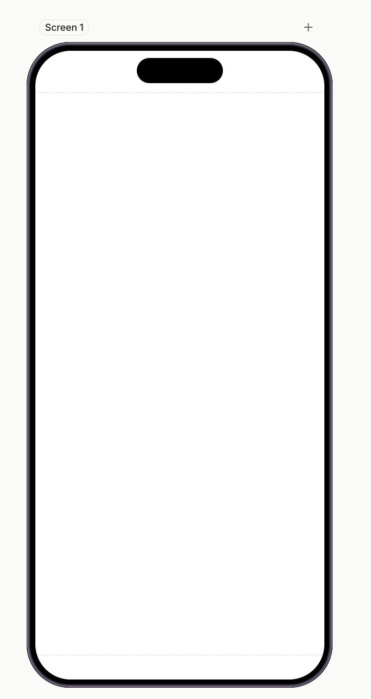 Empty flow with a single blank screen in the builder